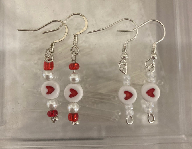Red Valentines day heart earrings!