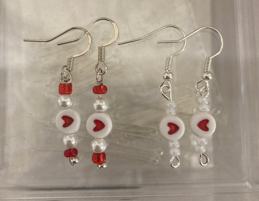 Red Valentines day heart earrings!